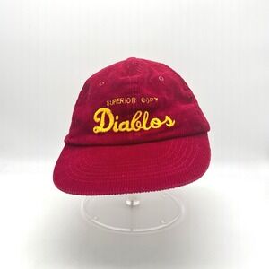 Vintage 90's El Paso Diablos Superior‎ Copy Corduroy Baseball Red Snapback Hat